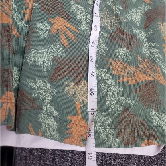 VINTAGE 90s dress corduroy green leaf print button up maxi M - Picture 11 of 11
